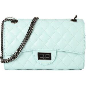 Women Light Blue Imported Trendy Quilted Crossbody Shoulder Chain Designer Bag